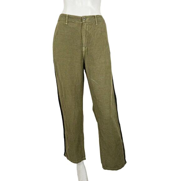 NSF Straight Leg Trouser Pants in Military Green Cotton Women's Size 27 - Picture 1 of 11